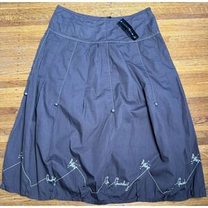Chaudry KC Sample Skirt Women's Small Cocoa Brown  Boho Y2K NWT Polo Embroidery